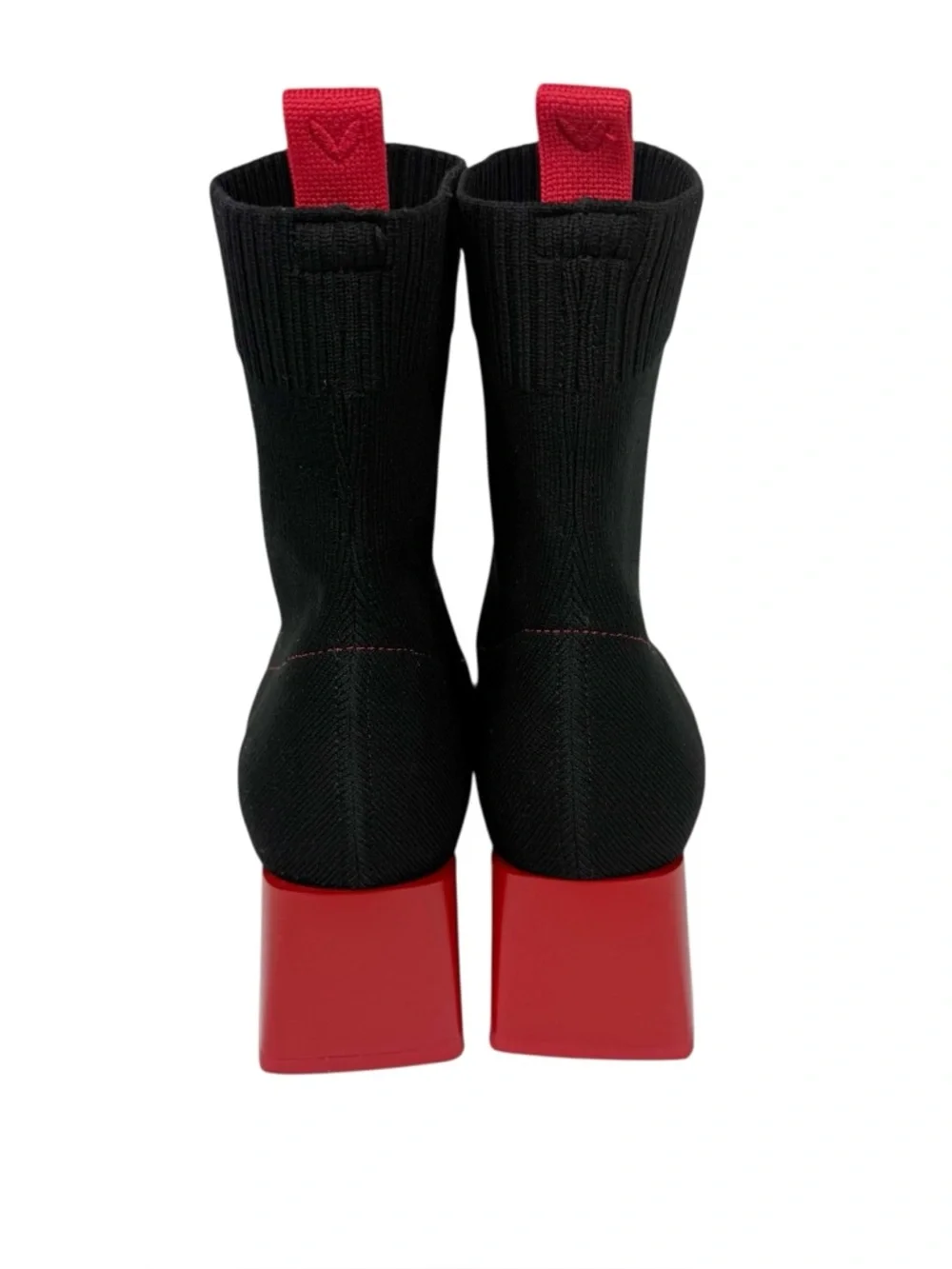 Vivaia Regina Pro Square Toe Water Repellent Block Heel Boots Black Ruby Red 9